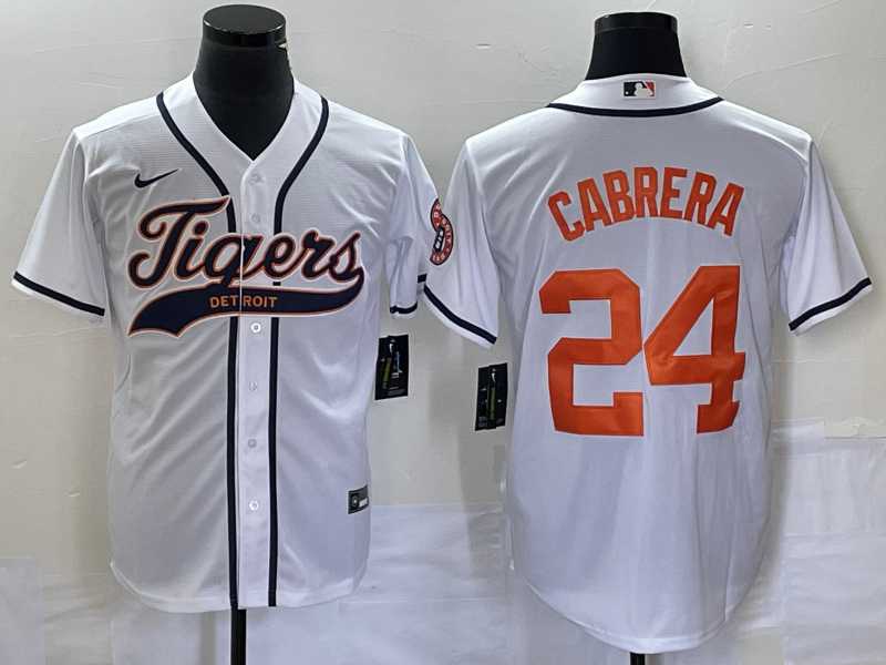 Mens Detroit Tigers #24 Miguel Cabrera White Cool Base Stitched Baseball Jersey->detroit tigers->MLB Jersey